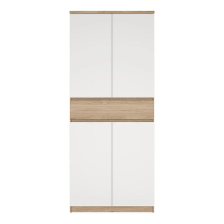 Naia Shoe Cabinet with 4 Doors 1 Drawer in Jackson Hickory Oak and White