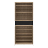 Naia Shoe Cabinet with 4 Doors 1 Drawer in Jackson Hickory Oak and Black