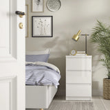 Naia Package - Bedside 3 Drawers + Chest of 5 Drawers + Wardrobe with 2 Doors + 1 Drawer in White High Gloss