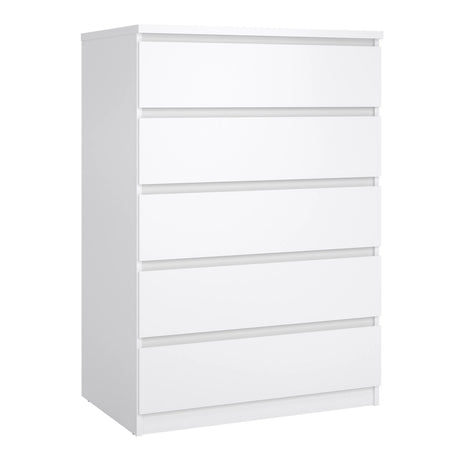 Naia Package - Bedside 3 Drawers + Chest of 5 Drawers + Wardrobe with 2 Doors + 1 Drawer in White High Gloss