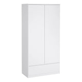 Naia Package - Bedside 3 Drawers + Chest of 5 Drawers + Wardrobe with 2 Doors + 1 Drawer in White High Gloss