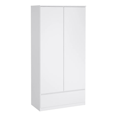 Naia Package - Bedside 3 Drawers + Chest of 5 Drawers + Wardrobe with 2 Doors + 1 Drawer in White High Gloss
