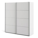 Verona Sliding Wardrobe 180cm in White with White Doors with 2 Shelves
