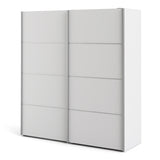 Verona Sliding Wardrobe 180cm in White with White Doors with 5 Shelves