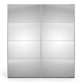 Verona Sliding Wardrobe 180cm in White with Mirror Doors with 5 Shelves