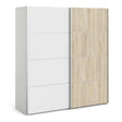 Verona Sliding Wardrobe 180cm in White with White and Oak doors with 2 Shelves