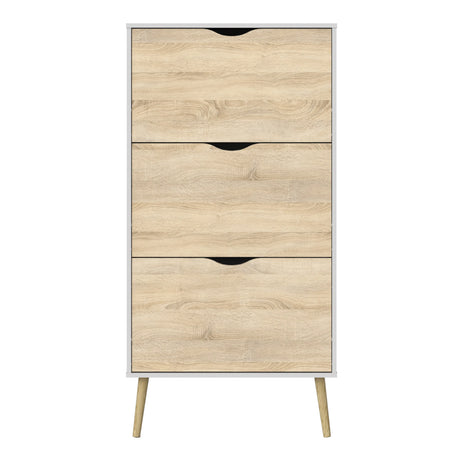 Oslo 3 Drawer Shoe Cabinet in White and Oak
