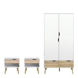 Oslo 3 Piece Bedroom Set in White and Oak
