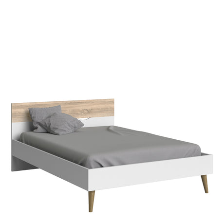 Oslo Package - 2 x Bedside 1 Drawer + Double Bed (140 x 200) in White and Oak
