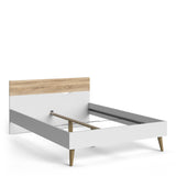 Oslo Package - 2 x Bedside 1 Drawer + Double Bed (140 x 200) in White and Oak