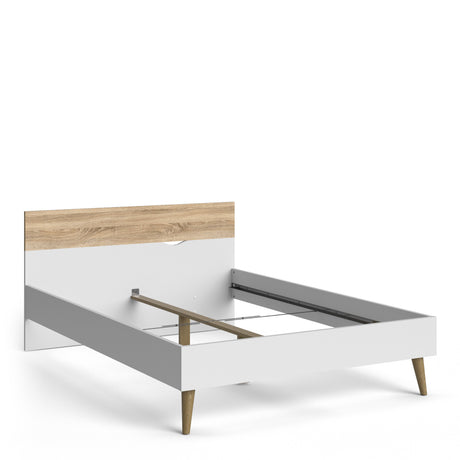 Oslo Package - 2 x Bedside 1 Drawer + Double Bed (140 x 200) in White and Oak