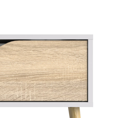 Oslo Coffee Table with Drawer and Shelf White and Oak