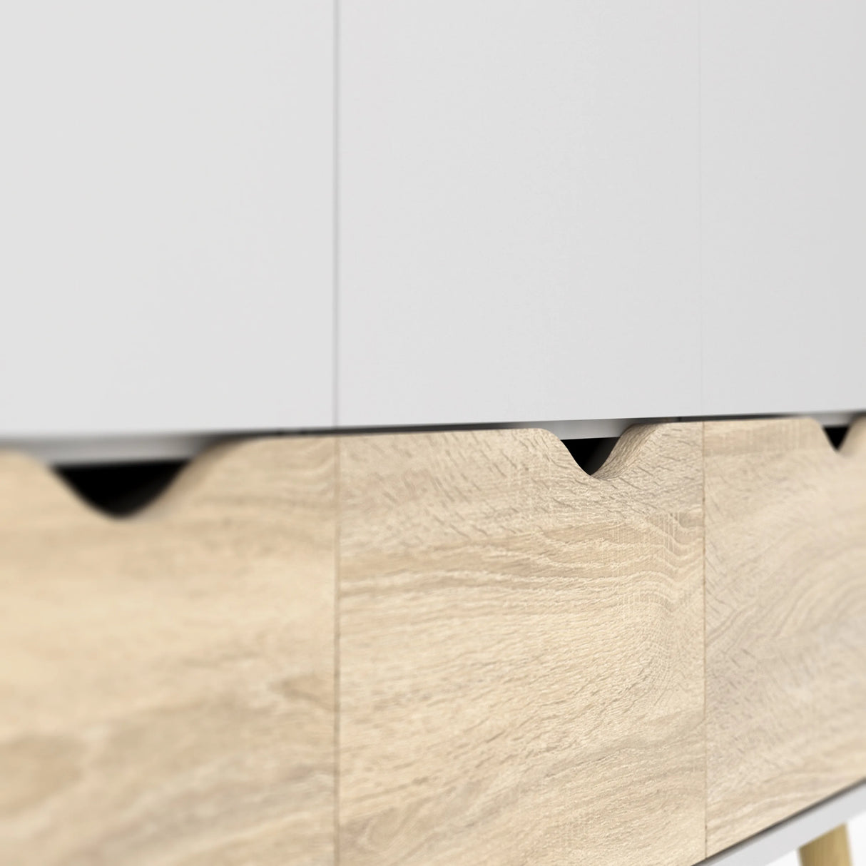 Oslo Wardrobe 3 Doors 3 Drawers in White and Oak