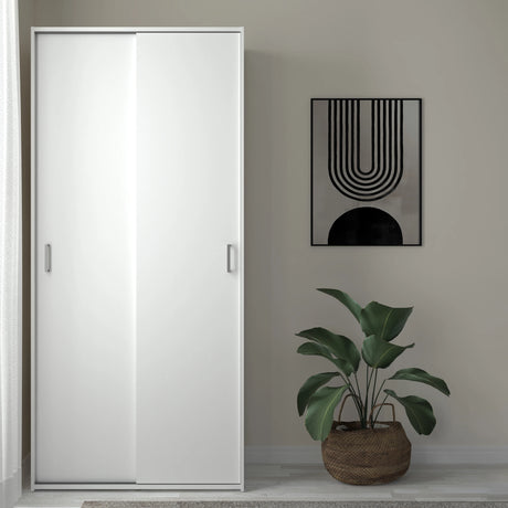 Space Wardrobe with 2 Sliding Doors in White
