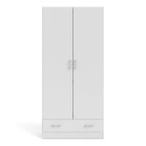 Space Wardrobe with 2 Doors + 1 Drawer in White 1750