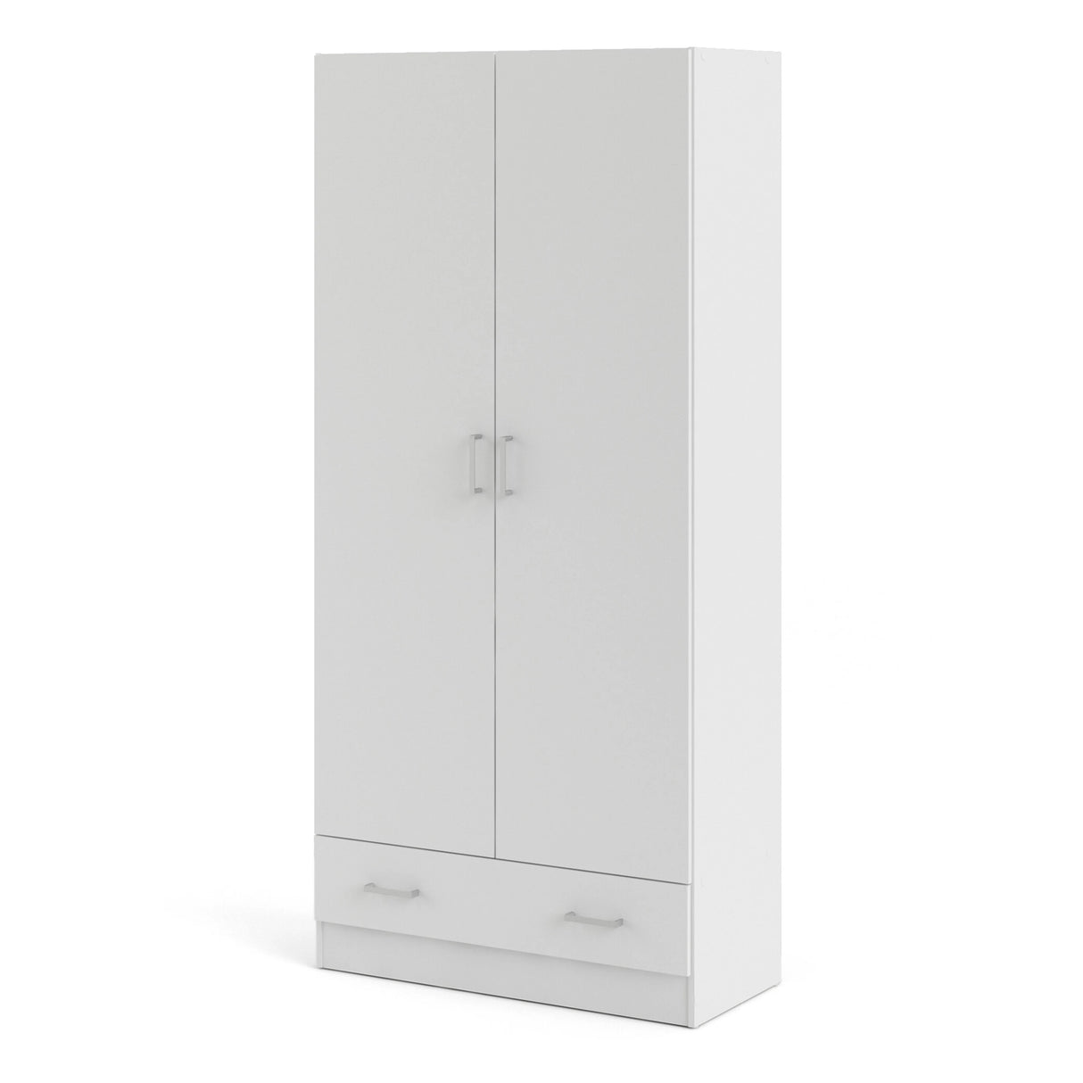 Space Wardrobe with 2 Doors + 1 Drawer in White 1750