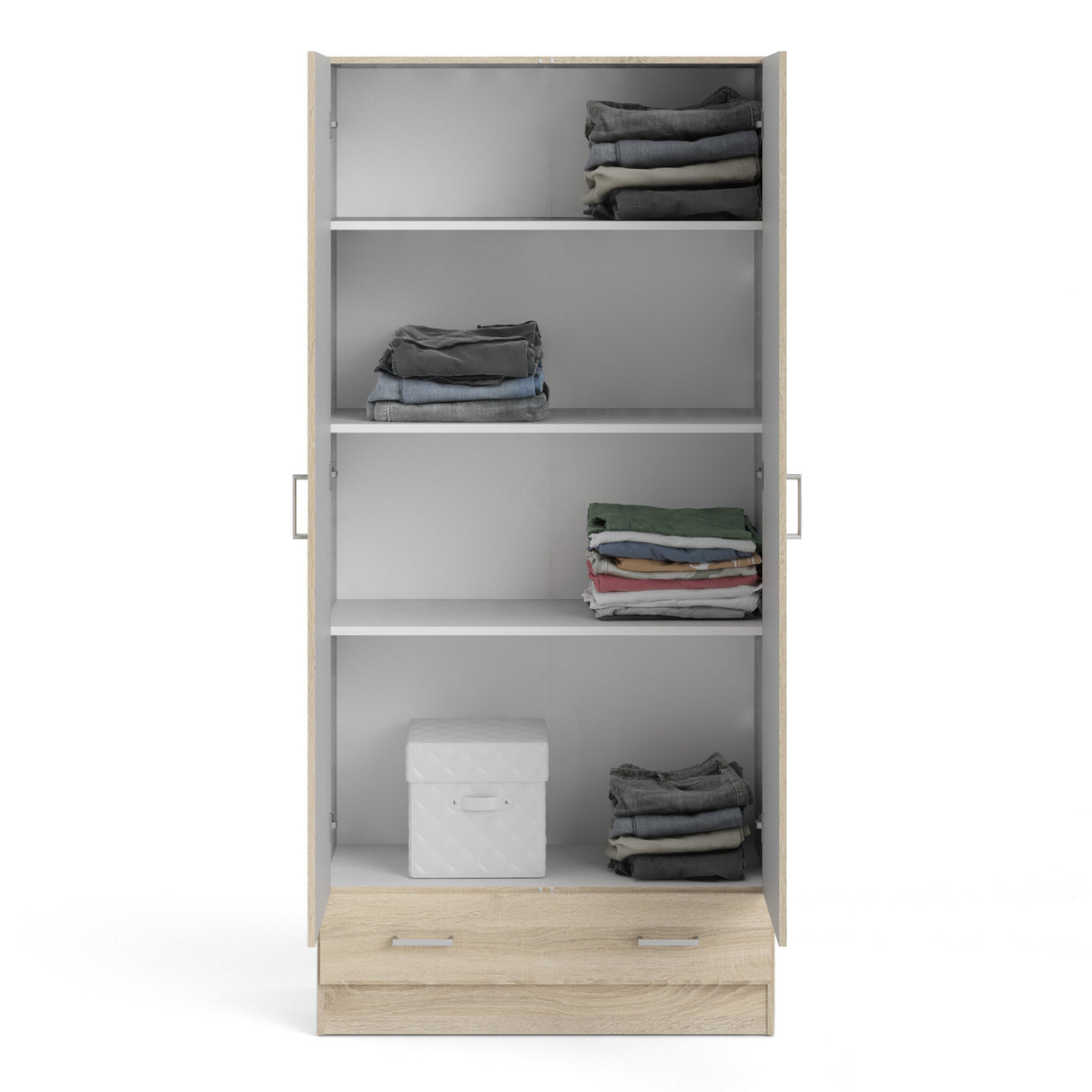 Space Wardrobe with 2 doors + 1 drawer in Oak 1700