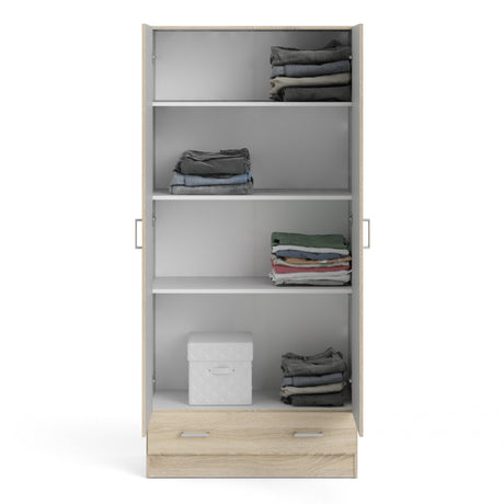 Space Wardrobe with 2 doors + 1 drawer in Oak 1700