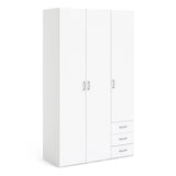 Space Wardrobe - 3 Doors 3 Drawers in White 2000