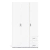 Space Wardrobe - 3 Doors 3 Drawers in White 2000