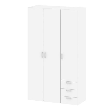 Space Wardrobe - 3 Doors 3 Drawers in White 2000