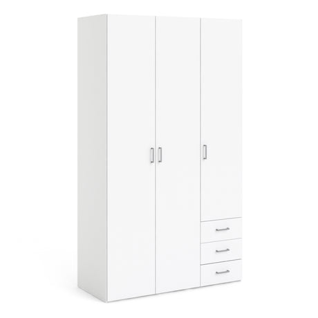 Space Wardrobe - 3 Doors 3 Drawers in White 2000
