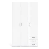 Space Wardrobe - 3 Doors 3 Drawers in White 2000