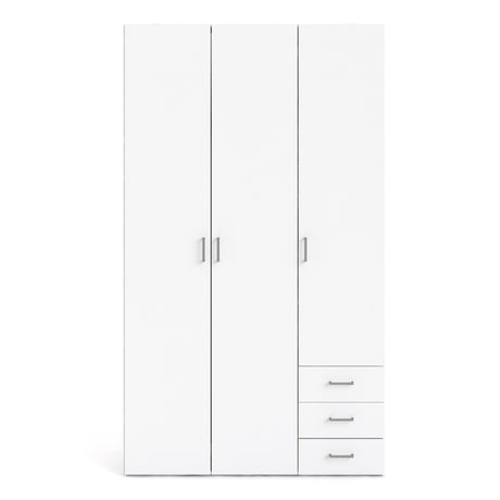 Space Wardrobe - 3 Doors 3 Drawers in White 2000