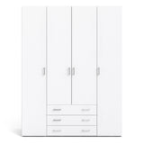 Space Wardrobe - 4 Doors 3 Drawers in White 2000
