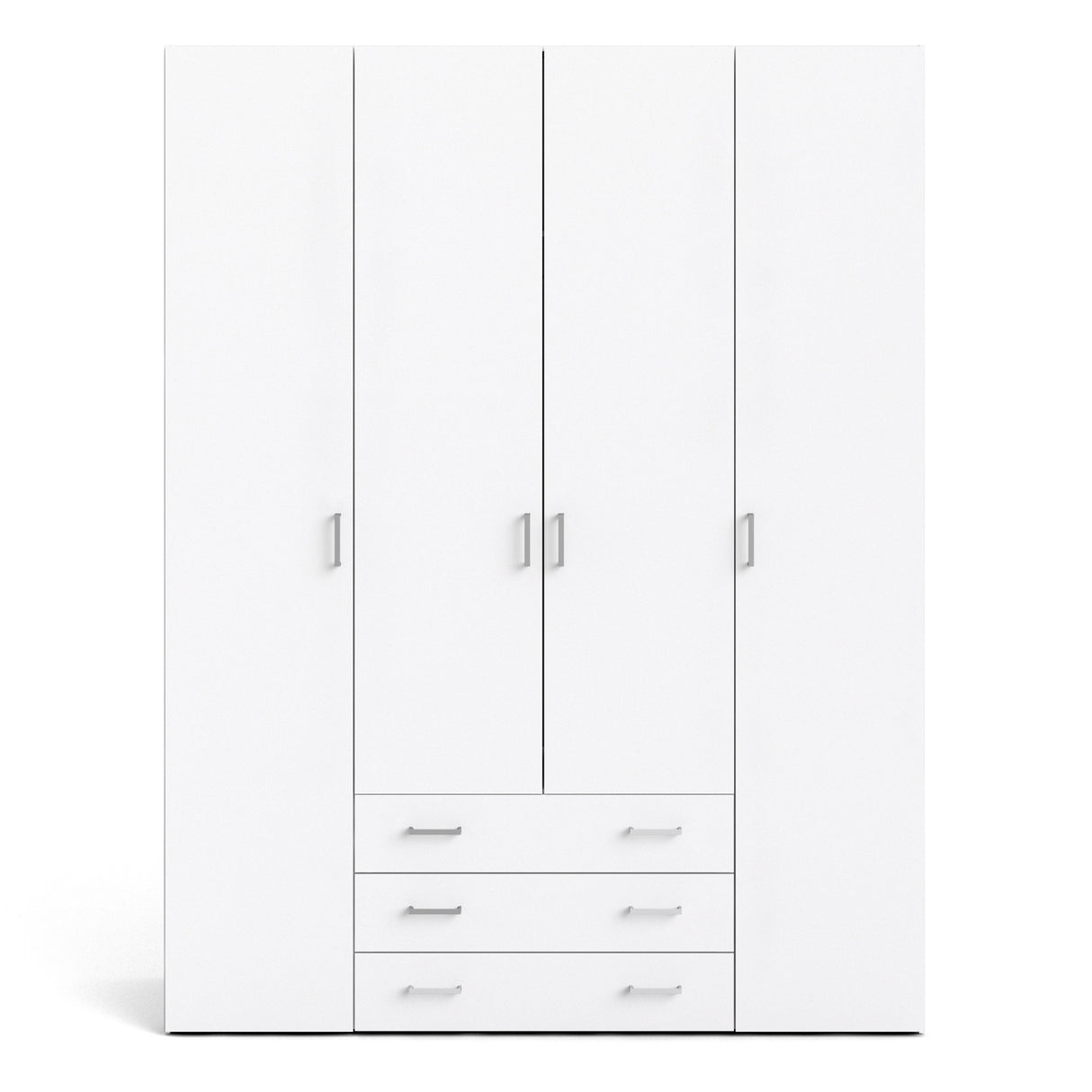 Space Wardrobe - 4 Doors 3 Drawers in White 2000