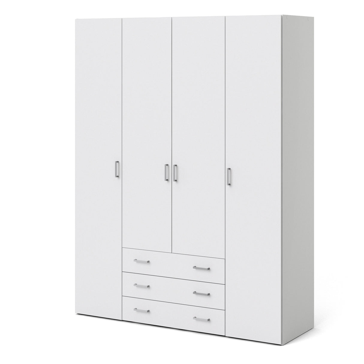Space Wardrobe - 4 Doors 3 Drawers in White 2000