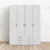 Space Wardrobe - 4 Doors 3 Drawers in White 2000