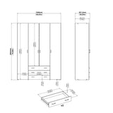 Space Wardrobe - 4 Doors 3 Drawers in Oak 2000
