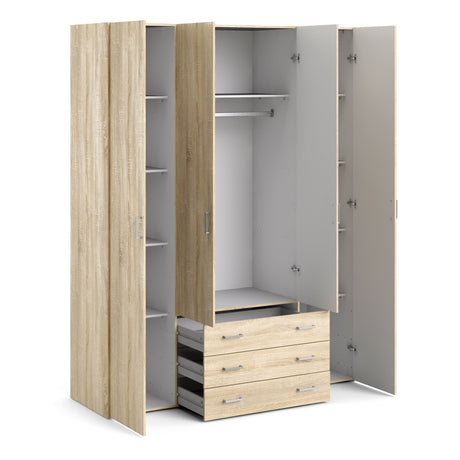 Space Wardrobe - 4 Doors 3 Drawers in Oak 2000