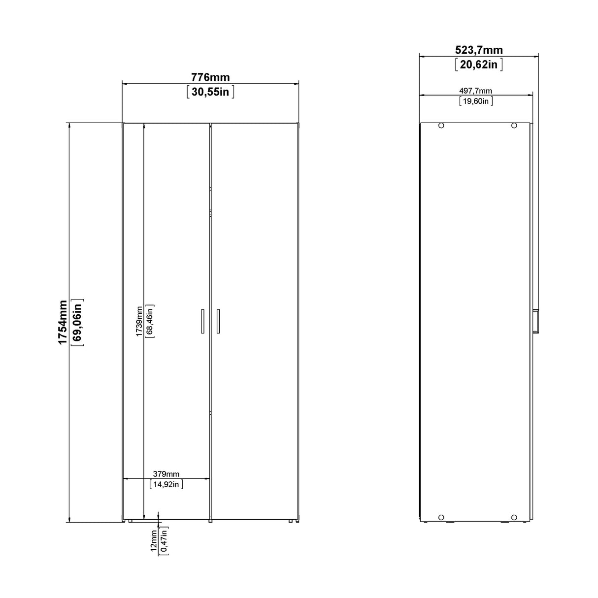 Space Wardrobe with 2 doors White 1750