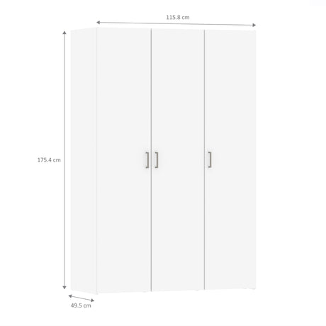 Space Wardrobe with 3 doors White 1750