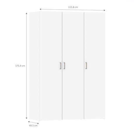 Space Wardrobe with 3 doors White 1750