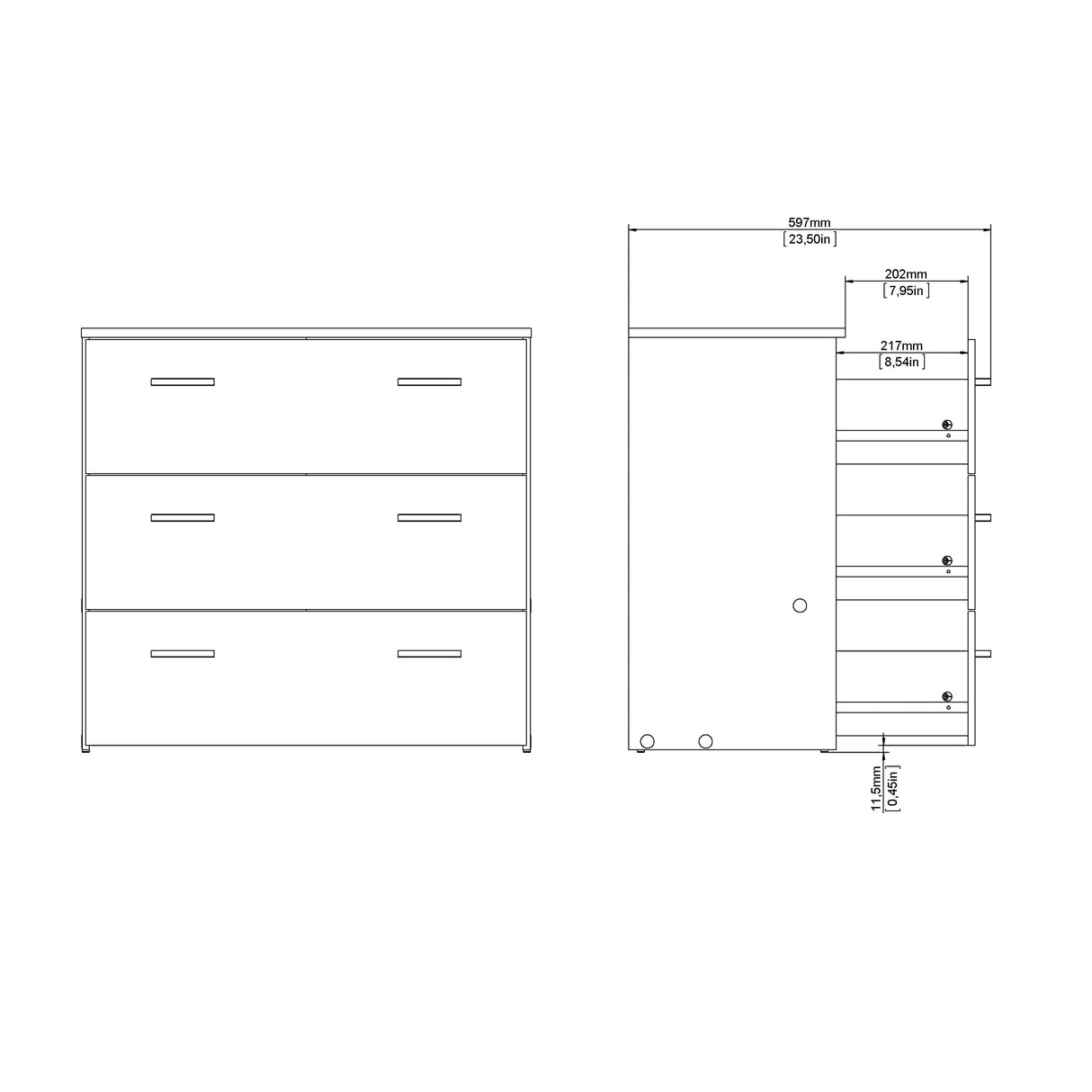 Space Chest of 3 Drawers in Oak