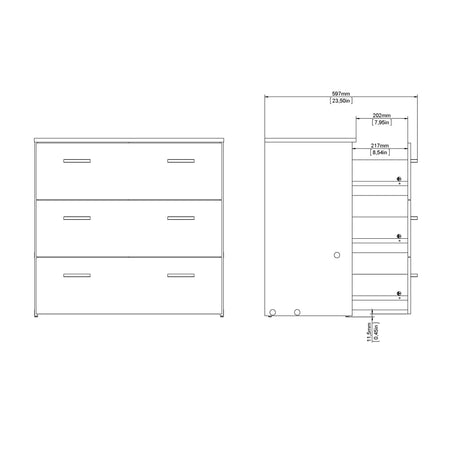 Space Chest of 3 Drawers in Oak