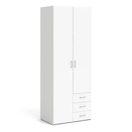 Space Wardrobe - 2 Doors 3 Drawers in White 2000