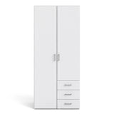 Space Wardrobe with 2 doors + 3 drawers White 1750