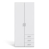 Space Wardrobe with 2 doors + 3 drawers White 1750