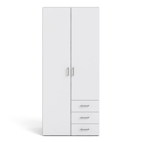 Space Wardrobe with 2 doors + 3 drawers White 1750