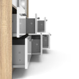 Line Wardrobe with 3 Doors 6 Drawers in Oak with White High Gloss