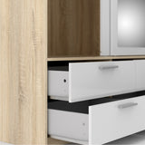 Line Wardrobe with 3 Doors 6 Drawers in Oak with White High Gloss