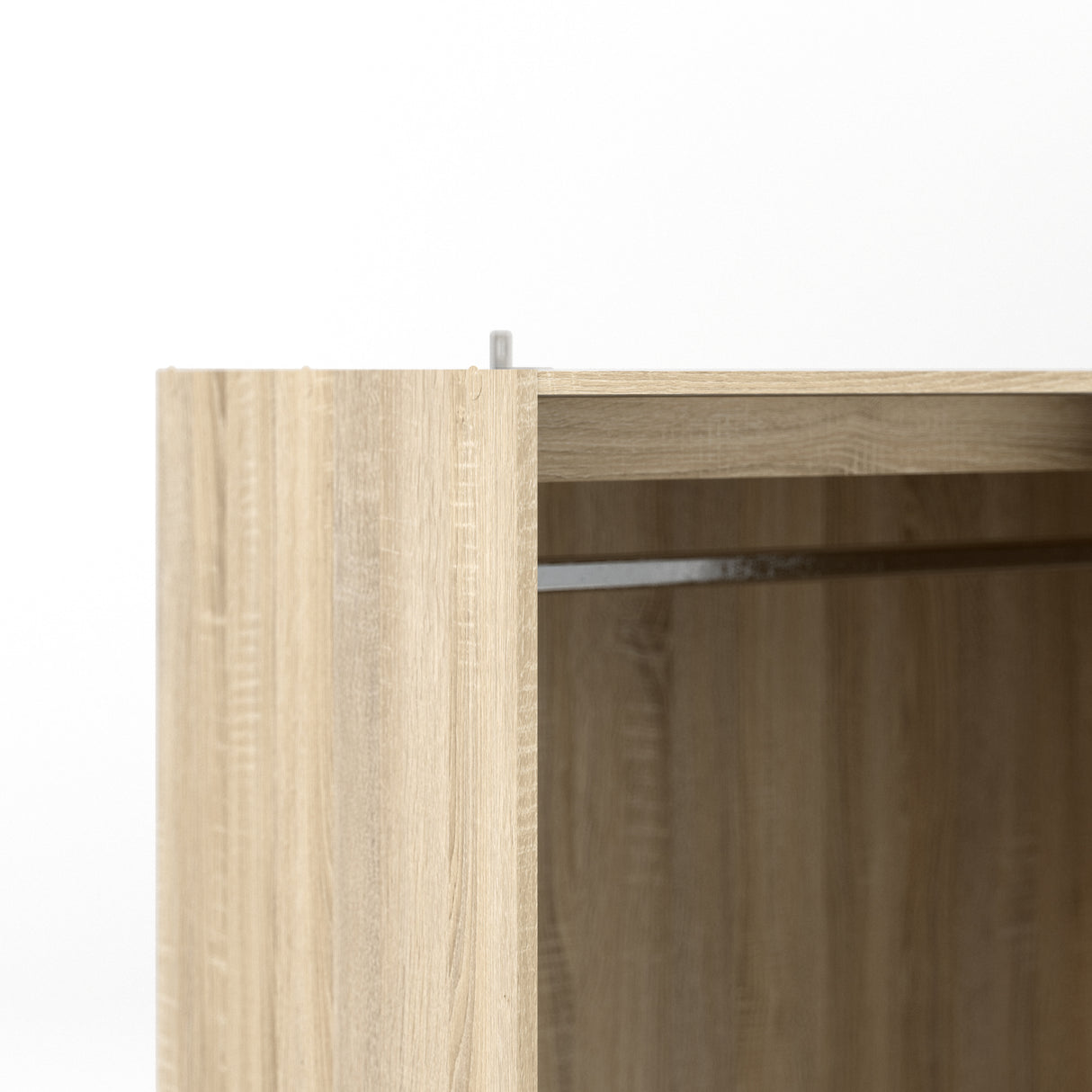 Line Wardrobe with 3 Doors 6 Drawers in Oak with White High Gloss