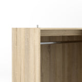 Line Wardrobe with 3 Doors 6 Drawers in Oak with White High Gloss