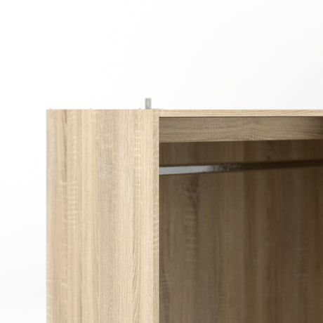 Line Wardrobe with 3 Doors 6 Drawers in Oak with White High Gloss
