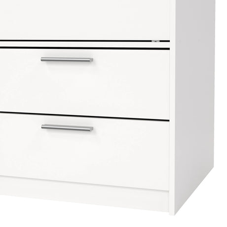 Line Wardrobe with 2 Sliding Doors and 4 Drawers in White