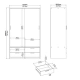 Line Wardrobe with 2 Sliding Doors and 4 Drawers in White